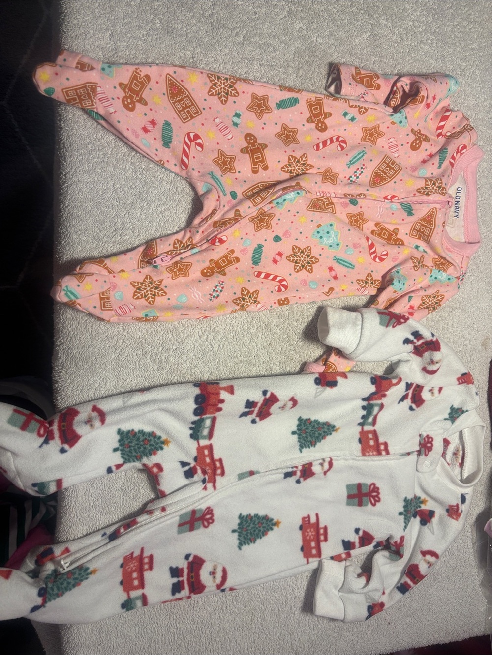 Children's Pink Holiday Footed One-Piece Pajamas